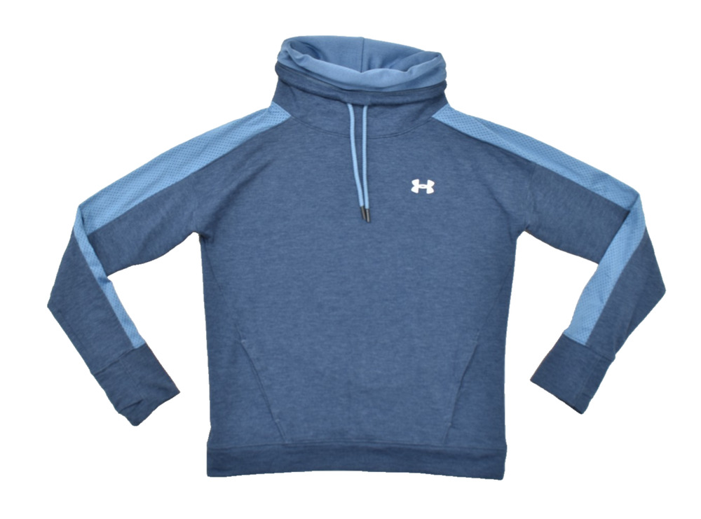 Under Armour Women's Size Small Blue Funnel Neck Loose Fit Pullover Sweater